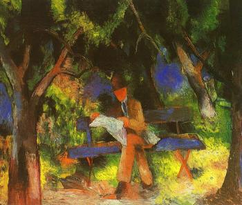 奧古斯特 馬尅 Reading man in park 奧古斯特 馬尅 Reading man in park